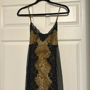 Vintage Seductive Wear by Cinema Exoile long leopard & chiffon nightgown Sz Med